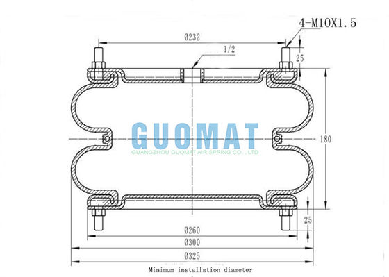 Airbag industriale dell'Assemblea SP1541 Dunlop FD 412-22 DS Contitech della flangia della molla pneumatica di GUOMAT 12X2