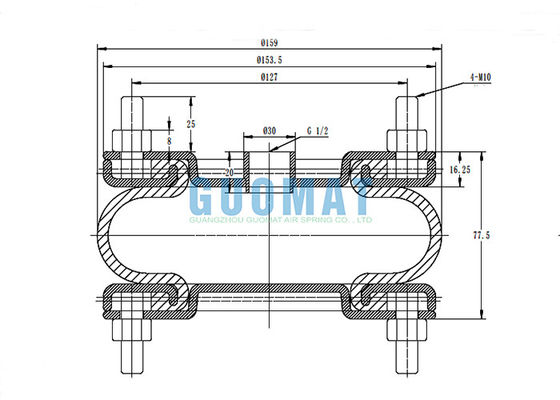 Molla pneumatica industriale della sospensione del FS 138-8 DS 8" singolo airbag di gomma complicato X1 con l'anello della flangia