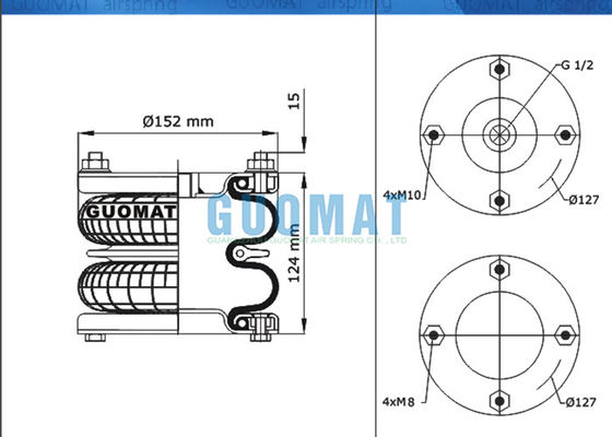 Tipo complicato soffietti della flangia del doppio di scossa dell'aria di industriale di DB 06219 di Dunlop del metallo della molla pneumatica 6x2