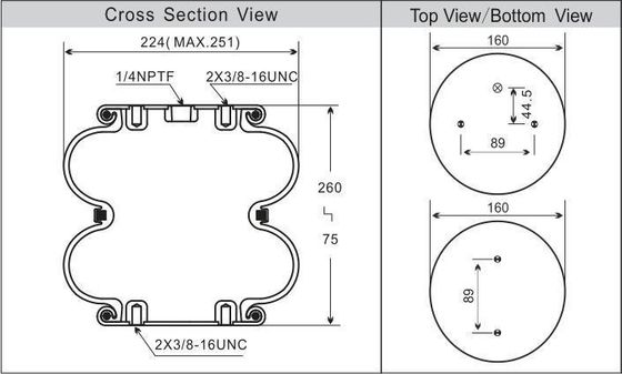 W01-358-6926 Universal Double Convoluted Air Spring FD 200-19 504 Sospensione a aria Contitech
