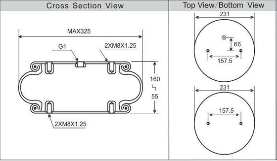 Bagno di sospensione d'aria a singolo avvolgimento Primavera d'aria per l'assorbimento degli urti delle attrezzature industriali