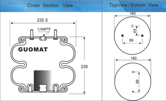 2B9-253 Goodyear Air Springs 578923206 Firestone W013586945 Per Ridewell 1003586945C