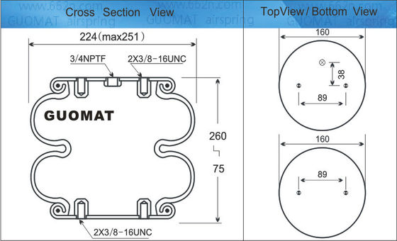FD 200-19 319 Contitech Air Spring W013586900 Attuatore a molla d'aria con 3/4 NPT