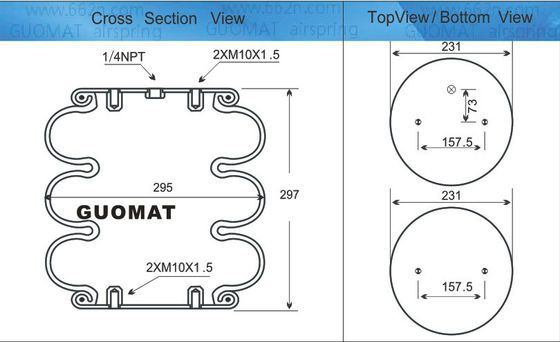 Guomat Air Spring 3B6617 Triple Air Spring convolto di gomma a gonfia NO. 3B300