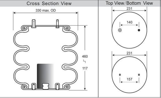 Sosposizione a aria tripla convoluta industriale molla Contitech FT330-29 433 per Ridewell