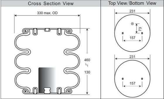 Airbag 3B12-304 Airbag a sollevamento 3B12-304 Triple convolto Air Bellows Universal pneumatica molla