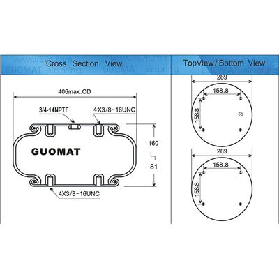Sostituzione molla pneumatica contorta in gomma Contitech FS 530-14 3/4-14NPTF 1