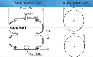 Airbag industriali di rito di giro di Goodyear 2B9-228 della molla pneumatica del Firestone W01-358-6897 per Ridewell 1003586897C