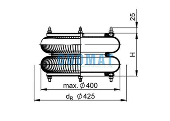FD 614-26 Contitech Soffietto pneumatico flangiato 14"1/2x2 in gomma per macchina per la fabbricazione di cartoni