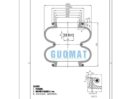Il muggito 8" del pezzo di ricambio molla pneumatica industriale di x2 W01-R58-4045 insacca il corredo dell'airbag del Firestone 8x2