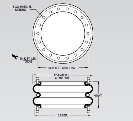 Azionatore W01-358-7191 dell'aria dell'avvolgimento dei soffietti continentali del FD 960-22 RS doppio