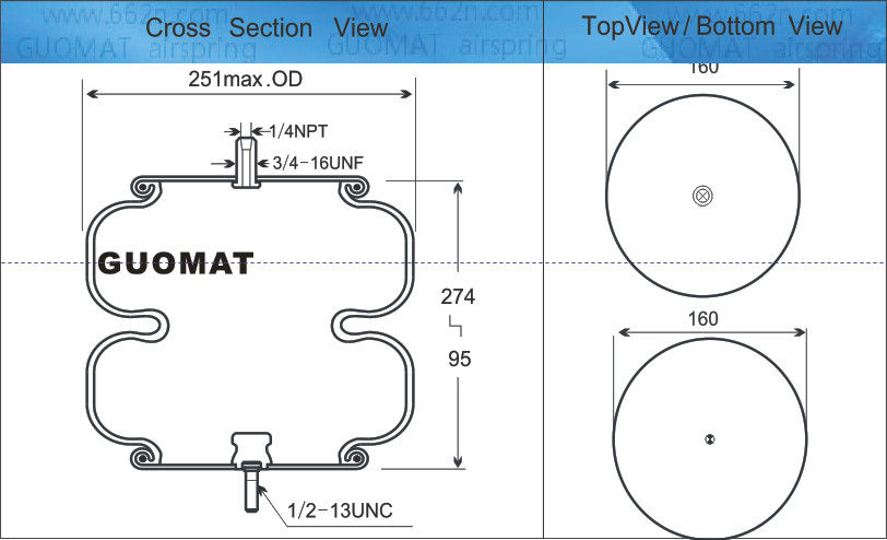 Airbag industriali di rito di giro di Goodyear 2B9-228 della molla pneumatica del Firestone W01-358-6897 per Ridewell 1003586897C
