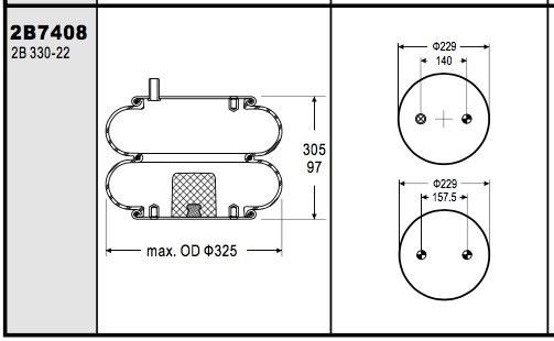 Doppia borsa di sollevamento industriale complicata Contitech FD330-22 366 della molla pneumatica del Firestone W01-358-7408