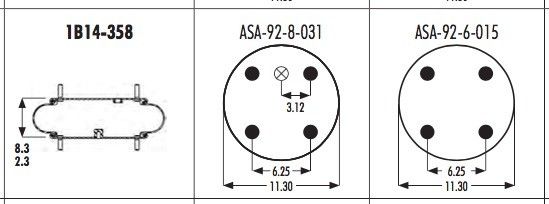 578-91-3-352 molla pneumatica di Goodyear 1B14-358 Contitech FS530-14 339