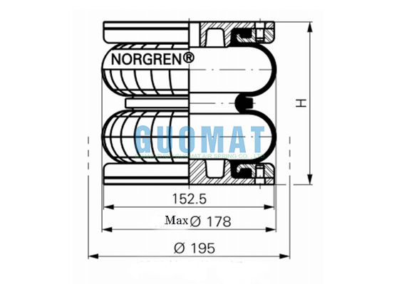 Tipo pneumatico soffietti di gomma di PM/31062 NORGREN del colpo industriale della molla pneumatica 115mm dell'aria