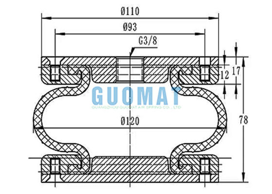 4.5X1/4 1/2" X 1 DUNLOP Plate Industrial Rubber Bellows SP2334 Air Support Spring