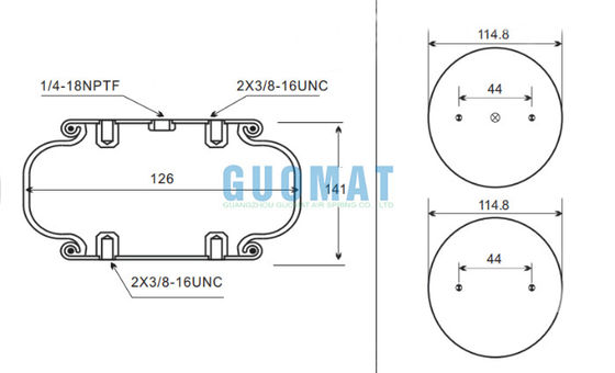 W01-358-7725 Molla pneumatica industriale Firestone a convoluzione singola, altezza di progetto 141 mm, per apparecchiature elettroniche