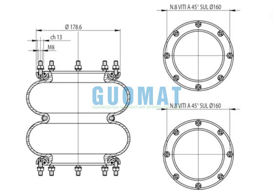 291.2.201 T291/2 Pallone a sospensione d'aria 365461 molla d'aria avvolgente 81720882 LANCIA