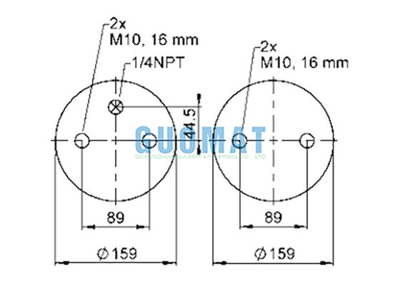 FD 200-19 1/4 M10 Contitech Molla ad Aria Ammortizzatore 72047 Molla ad Aria a Doppia Convoluzione