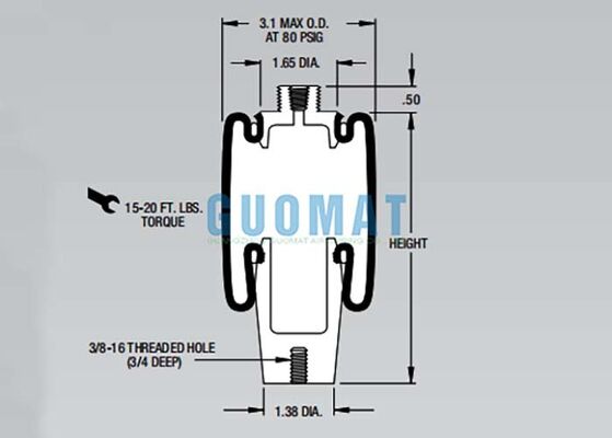 W02-358-4004 Ammortizzatore Pneumatico per Cabina Firestone Stile 4004 Molla Pneumatica di Sospensione Sostituzione