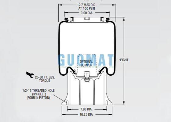 W01-358-9108 Molla ad aria Firestone Rolling Lobe 1T15M-9 Sospensione pneumatica per rimorchio