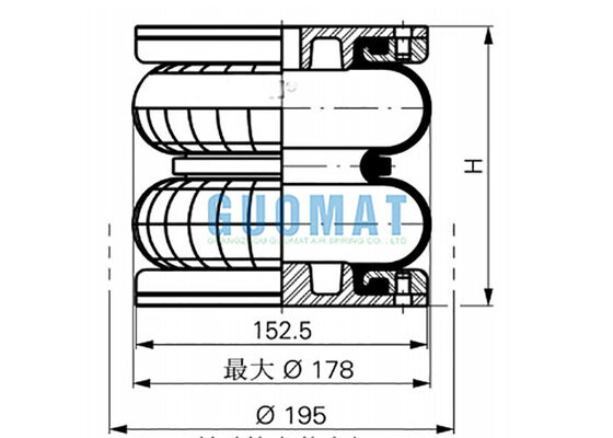 6" x 2 gomma aria FD 76-14 DI CR Contitech doppio tipo avvolto fornitore molla aria