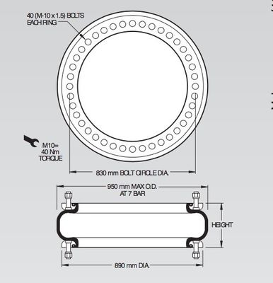 Forza industriale ad alta resistenza dell'orso di numero 148-1 dei soffietti della molla pneumatica W01M586969 fino a 30T