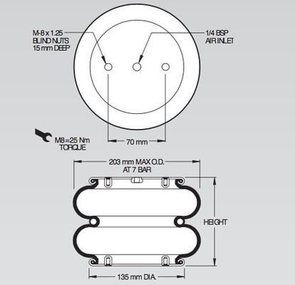 La scossa di gomma della molla pneumatica del Firestone W01-M58-6400 muggisce le borse del ponte aereo di numero 224
