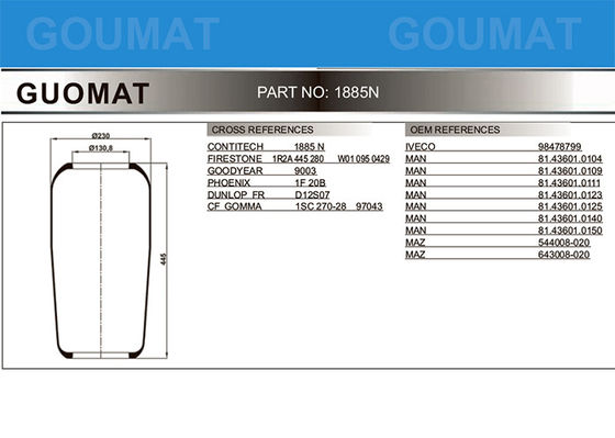 sospensione del ponte aereo di GOODYEAR 9003 di 1885N1 CONTITECH per l'UOMO 81436010150