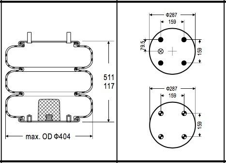 Molla pneumatica industriale W01-358-7855 Contitech FT 530-35 522 GRANNING 7026
