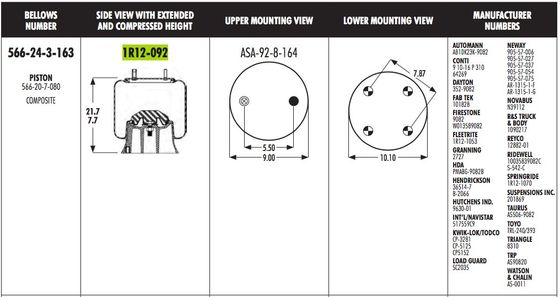 Del camion di Goodyear 1R12-092 molla 566-24-3-163 Firestone W01-358-9082