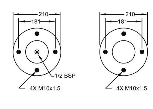 La molla pneumatica W01-R58-4059 colpisce i soffietti di gomma dello PS 1539 10 x 3 con la flangia timbrata