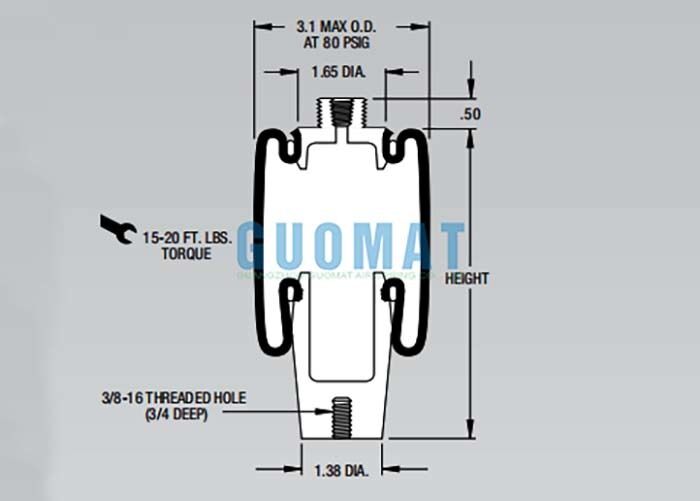 W02-358-4004 Ammortizzatore Pneumatico per Cabina Firestone Stile 4004 Molla Pneumatica di Sospensione Sostituzione